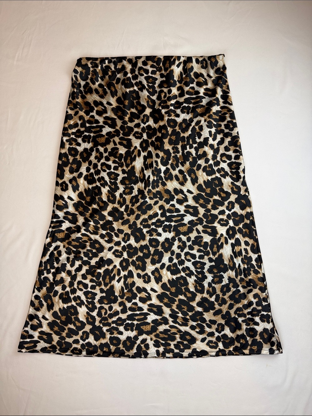Forgotten Grace Leopard Print A-Line Midi Skirt Brown Black Cream Elastic Size M